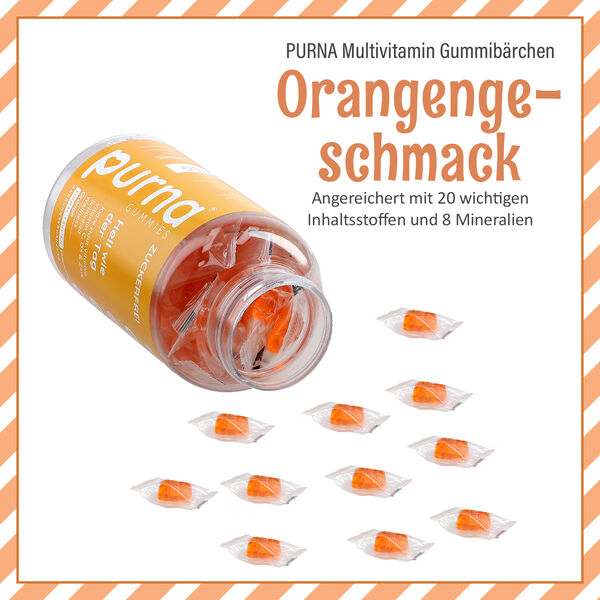 PURNA Vitamin C, D3 und Zink 60 Gummib&auml;rchen, Orangengeschmack image number 2