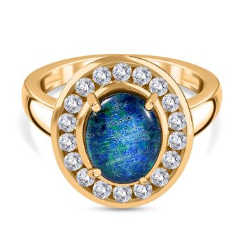 Boulder Opal Triplett und Zirkon Ring - 2,70 ct.