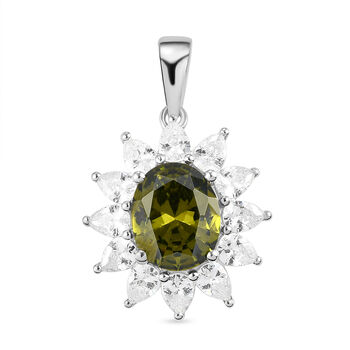Peridot Zirkonia und wei&szlig;er Zirkonia-Anh&auml;nger, reines Ionenbeschichtetes Messing ca. 7.23 ct