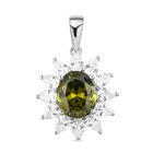 Peridot Zirkonia und weißer Zirkonia-Anhänger, reines Ionenbeschichtetes Messing ca. 7.23 ct