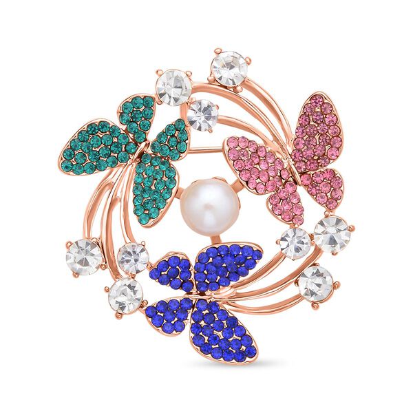 3er Set, Wei&szlig;e S&uuml;&szlig;wasserzucht Perlen Broschen, Schmetterling image number 3