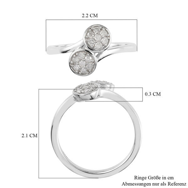 Diamant Bypass Ring 925 Silber Platin-Überzug image number 8