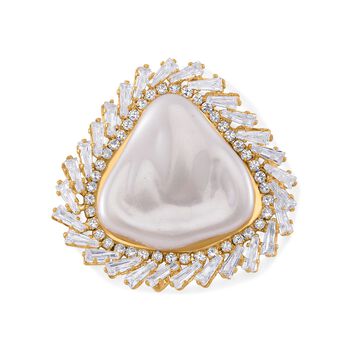 Edle Perlen-Ohrringe mit wei&szlig;en Kristallakzenten, goldfarben