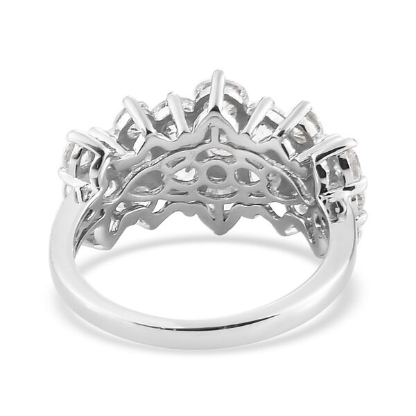 LUSTRO STELLA Hergestellt mit ZIRKONIA Cluster Ring 925 Silber Platin-Überzug (Größe 16.00) ca. 4,54 ct image number 5