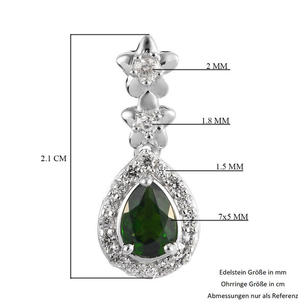 Chrom Diopside und Zirkon Halo Tropfen Ohrhänger 925 Silber Platin-Überzug 2.1 (Größe 20.00) ca. 2,14 ct  image number 5