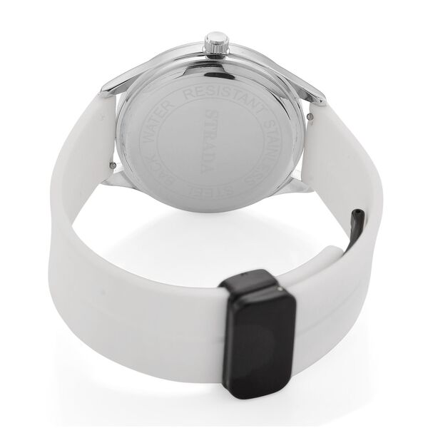 STRADA - Uhr mit japanischem Uhrwerk, silbernem Geh&auml;use und wei&szlig;em Silikonarmband image number 6