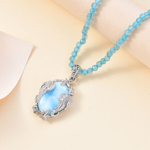 AA Larimar und Apatit Anh&auml;nger mit 45cm Kette - 82 ct. image number 2