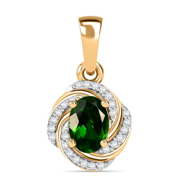 Nat&uuml;rlicher Chromdiopsid und Zirkon-Anh&auml;nger - 1,04 ct.