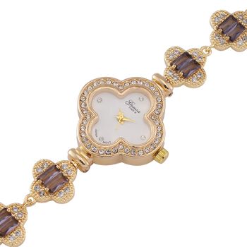 Lila Zirkonia, Wei&szlig;er Kristall Uhren  Std Gelb