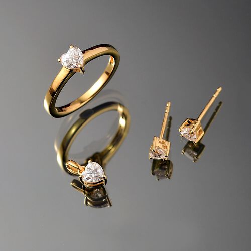 D’joy Moissanit Schmuckset 925 Silber 750 Gelbgold Vermeil (Größe 17) ca. 1,46 ct. image number 1