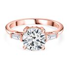 Moissanit Ring 925 Silber 750 Roségold Vermeil (Größe 17.00) ca. 1,88 ct