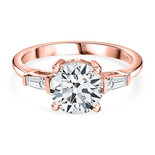 Moissanit Ring, 925 Silber 750 Ros&eacute;gold Vermeil - 1,88 ct.