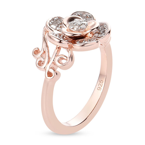 Diamant Blumen Ring 925 Silber Ros&eacute;gold Vermeil image number 5