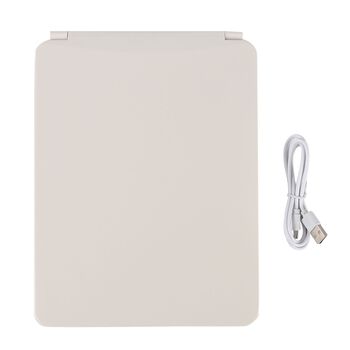 Faltbarer LED-beleuchteter Schminkspiegel, 3 Helligkeitsstufen, Doppelseitige Spiegelfl&auml;chen, Wei&szlig;