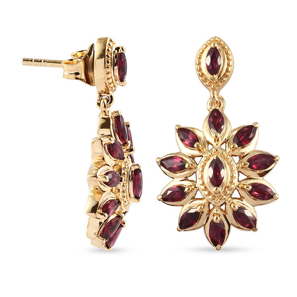 Anthill Granat Ohrhänger 925 Silber vergoldet ca. 2,26 ct  image number 4