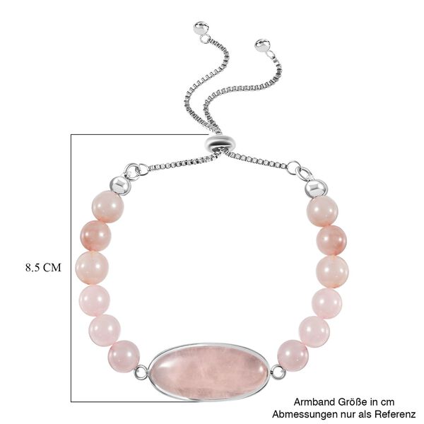 Rosenquarz Flexibles Bolo-Armband, ca. 15-22 cm, Edelstahl ca. 70.00 ct image number 5
