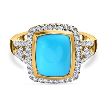 Sleeping Beauty T&uuml;rkis und Zirkon Halo Ring - 5,94 ct.