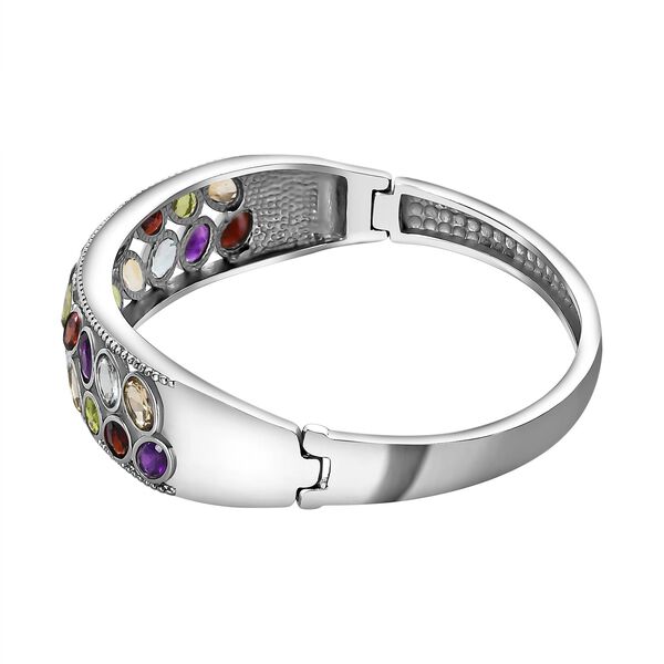 Mosambik Granat, Himmelblauer Topas Armreif ca. 19 cm Edelstahl ca. 11.15 ct image number 3