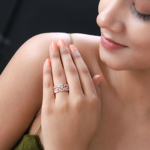 ALLORO rosévergoldeter Silberring mit Diamantakzenten image number 3