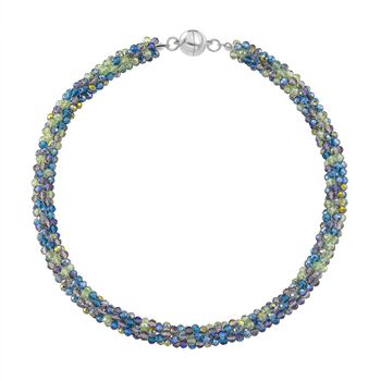 2er Set - Mehrfarbiger Kristall Halskette und Armband, flexibel, Neon