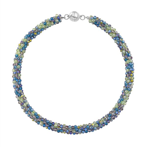 2er Set - Mehrfarbiger Kristall Halskette und Armband, flexibel, Neon image number 3