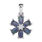 Boulder Opal Quarz Triplette und weißer Zirkon-Anhänger, 925 Silber rhodiniert ca. 1.24 ct