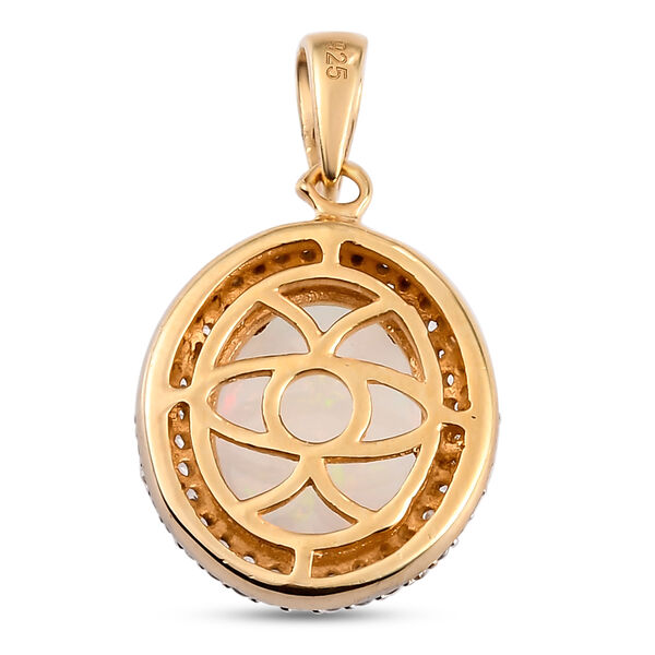 Nat&uuml;rlicher, &auml;thiopischer Opal und Zirkon Halo-Anh&auml;nger in Silber image number 5