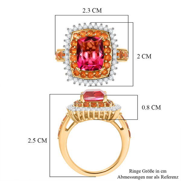 D'Joy Majest&auml;tische Abendsonne Sunset Quarz Triplette, Salamanca Feueropal Ring 925 Silber 750 Gelbgold Vermeil (Gr&ouml;&szlig;e 19.00) ca. 4.66 ct image number 6