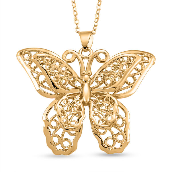 GOLD LOOKS - Schmetterling Halskette, Nickelfreies Messing, ca. 50 cm ca. 9,20g