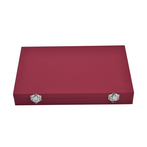 Moderne Ringschatulle aus Kunstleder mit zwei Verschl&uuml;ssen, 29x18.5x4cm, Weinrot image number 2