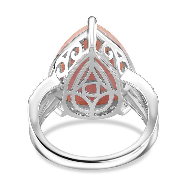 D'Joy Natürlicher Rosa Königsmuschel Perle, Moissanit Ring 925 Silber rhodiniert (Größe 16.00) image number 5