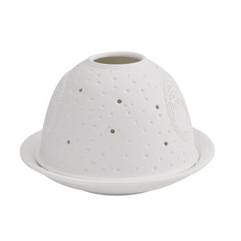 Porzellan-Teelichthalter mit LED, Baum des Lebens Motiv