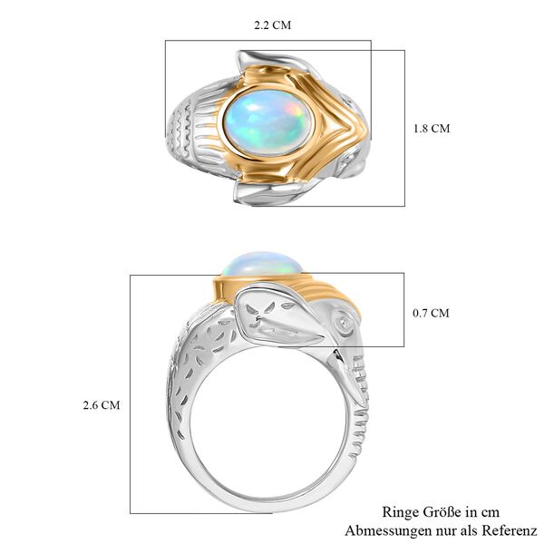 AA Natürlicher, äthiopischer Welo Opal Ring 925 Silber Rhodiniert und 750 Gelbgold Vermeil (Größe 17.00) ca. 1,19 ct image number 8