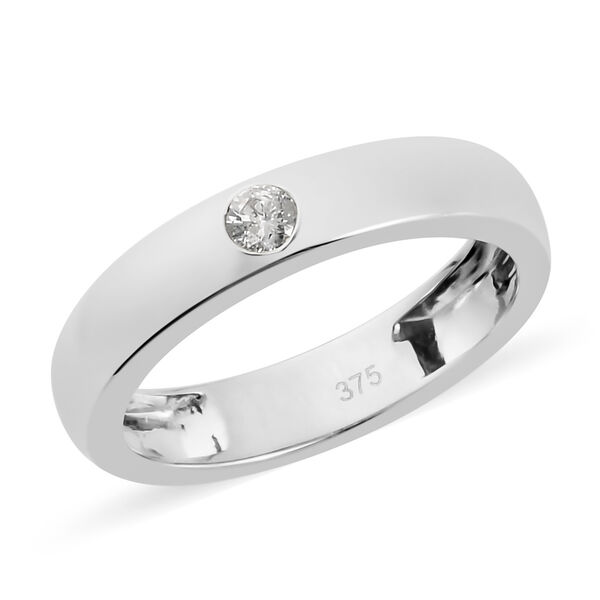 Diamant zertifiziert I2-I3 Band Ring 375 Weißgold image number 4