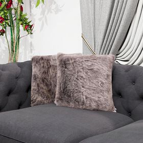 Luxury Edition: 2er Set Wolkenweicher Kunstfell Kissenbezüge mit Wildleder Rückseite 45x45 cm, hellbraun