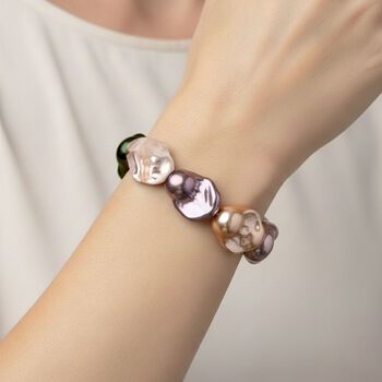 Flexibles mehrfarbiges Fancy Muschelkernperle Armband