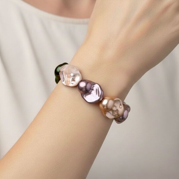 Flexibles mehrfarbiges Fancy Muschelkernperle Armband image number 3