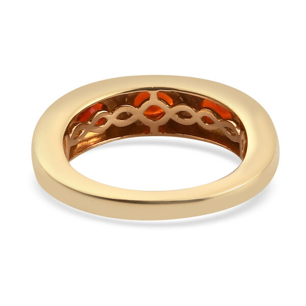 Mexikanischer Kirschfeuer-Opal-Ring, 925 Silber Gelbgold Vermeil  ca. 0,49 ct image number 6