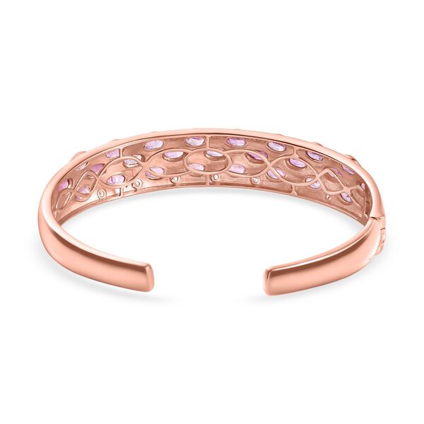 Ilakaka Rosa Saphir (Fissure gefüllt), Weißer Zirkon Armreif ca. 19 cm 925 Silber Roségold Vermeil ca. 9,41 ct. image number 5