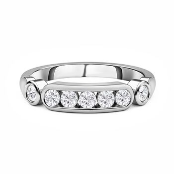 88 Facetten Moissanit Ring 925 Silber Platiniert (Gr&ouml;&szlig;e 17.00) ca. 0,50 ct