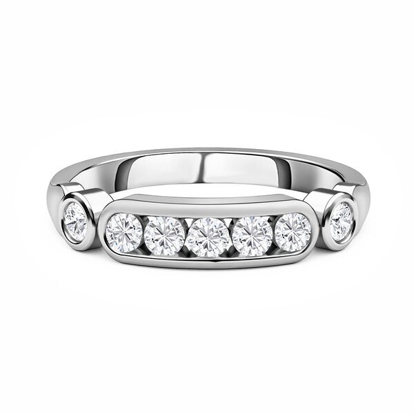 88 Facetten Moissanit Ring 925 Silber Platiniert (Gr&ouml;&szlig;e 17.00) ca. 0,50 ct