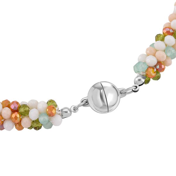 Mehrfarbige Pfirsich Kristall 45cm Halskette image number 5