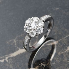 D'Joy Moissanit Ring, 925 Silber rhodiniert - 1,28 ct.