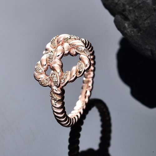 GP Amore Kollektion - Kanchanaburi Blauer Saphir, Natürlicher Champagner Diamant Ring 925 Silber 750 Roségold Vermeil (Größe 18.00) ca. 0.19 ct image number 1