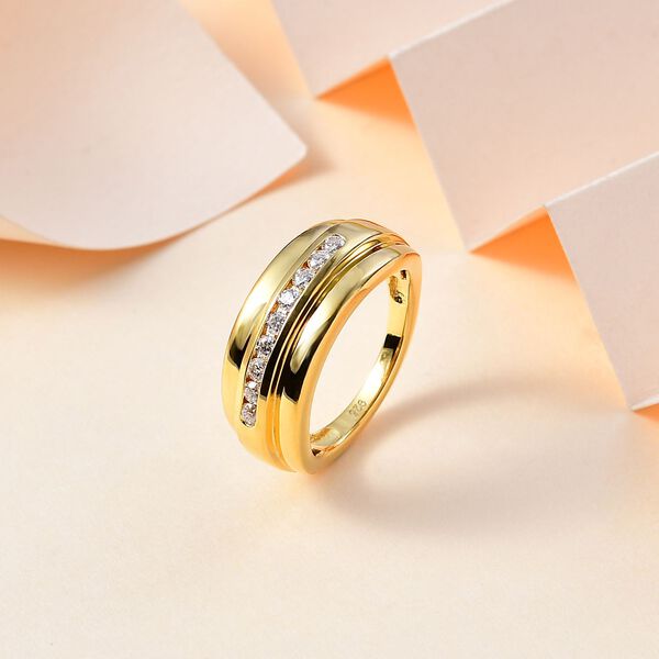 Moissanit Ring 925 Silber 750 Gelbgold Vermeil (Gr&ouml;&szlig;e 17.00) ca. 0,55 ct image number 2