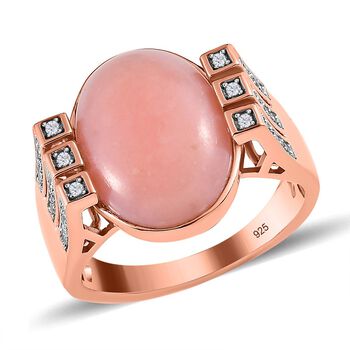 AA rosa Opal und Zirkon Ring - 7,83 ct.