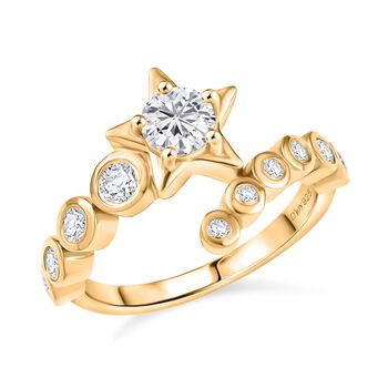 D&rsquo;Joy Moissanit Bypass Ring, 925 Silber vergoldet - 0,79 ct.