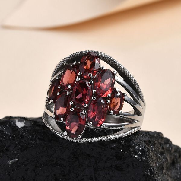 Roter Granat Ring, Edelstahl (Gr&ouml;&szlig;e 19.00) ca. 4.26 ct image number 2