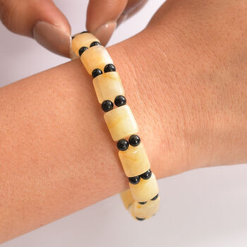 Flexibles gelbes Aventurin und schwarzes Spinell Armband - 102 ct.