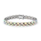 AA Natürlicher, äthiopischer Welo Opal, Mehrfarbig-Turmalin Armband ca. 20 cm 925 Silber rhodiniert ca. 11,66 ct.